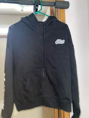 Victoria's Secret PINK Black Zip Hoodie with Script Label